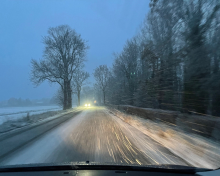 Door de sneeuw naar huis na een prachtig weekend