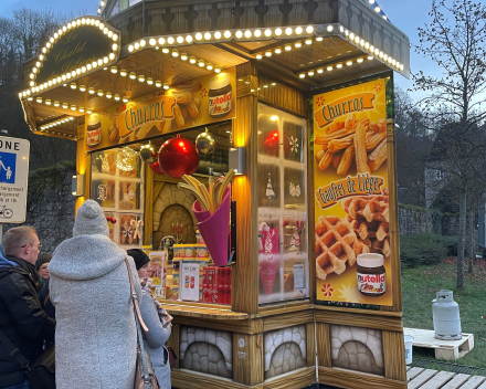 Kerstmarkt in Durbuy - gambas in de chalet