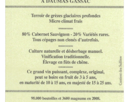 Mas de Daumas Gassac 2008/2009/2010/2011/2016/2019  IGP Saint-Guilhem-le-Désert  -  € 32.00 tot  35.00 btw in