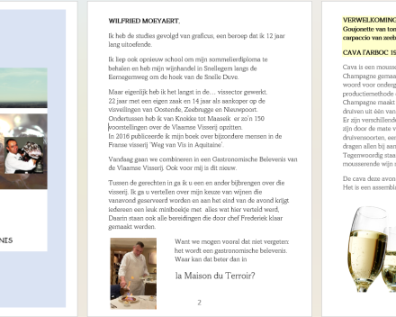 Miniboekje voor iedere aanwezige op de Gastronomische Belevenis van de Vlaamse Visserij